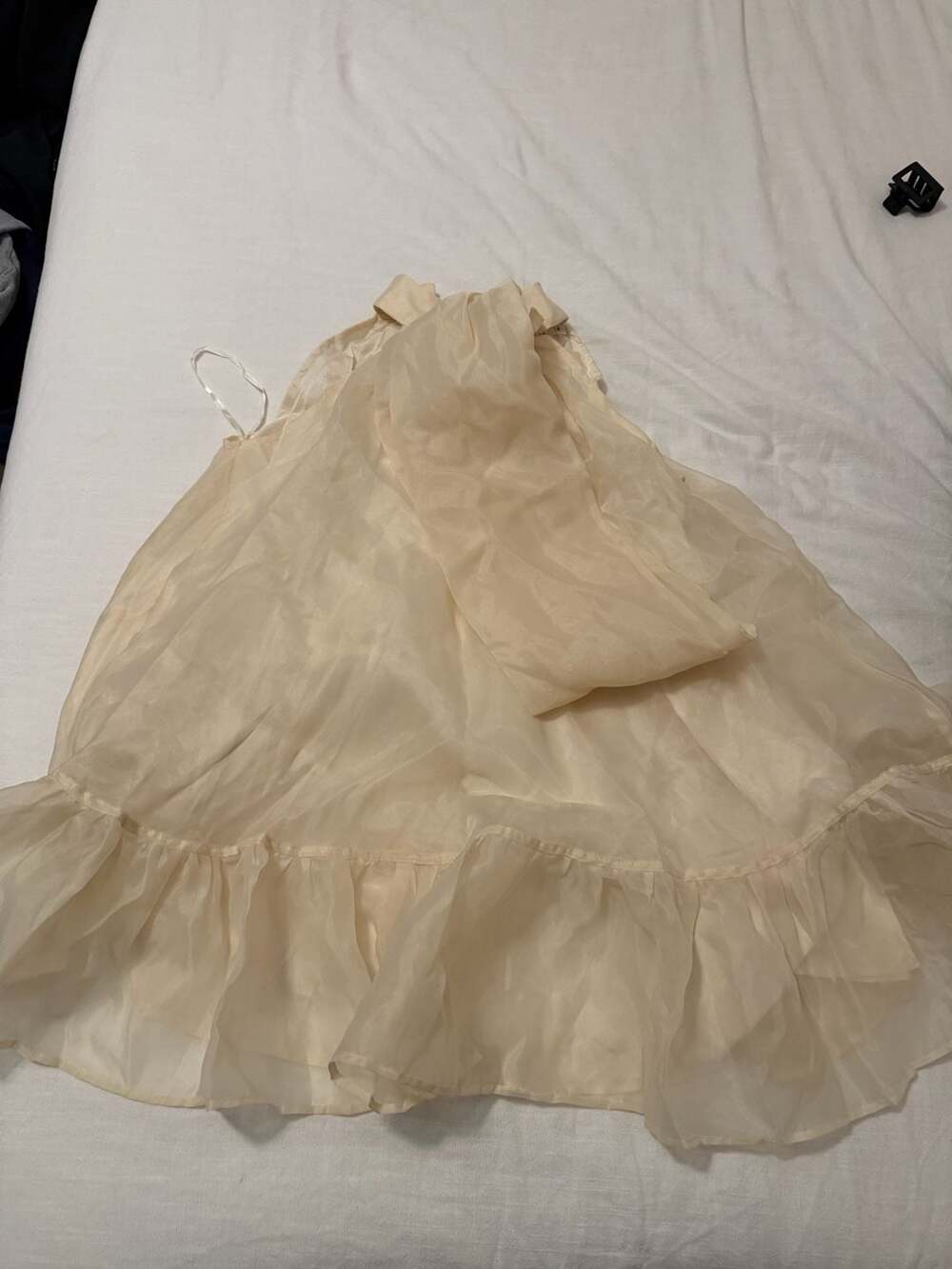 Talulah Size S Cream Organza Ruffle High Neck Sleeveless Top